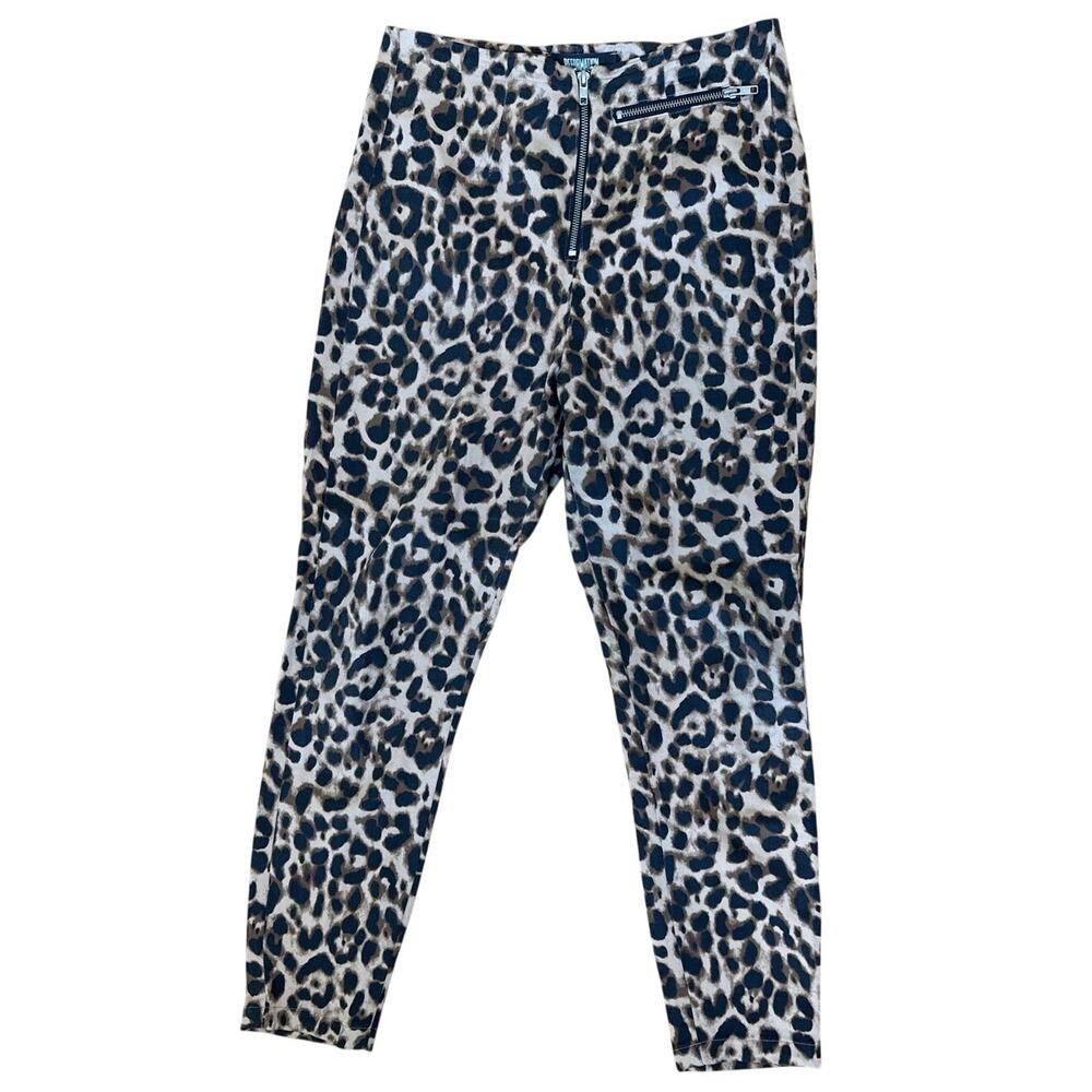 Reformation Braydon Leopard Print High Waist Moto Zip Pants Size 4
